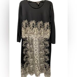 J Jill black and taupe paisley patterned dress